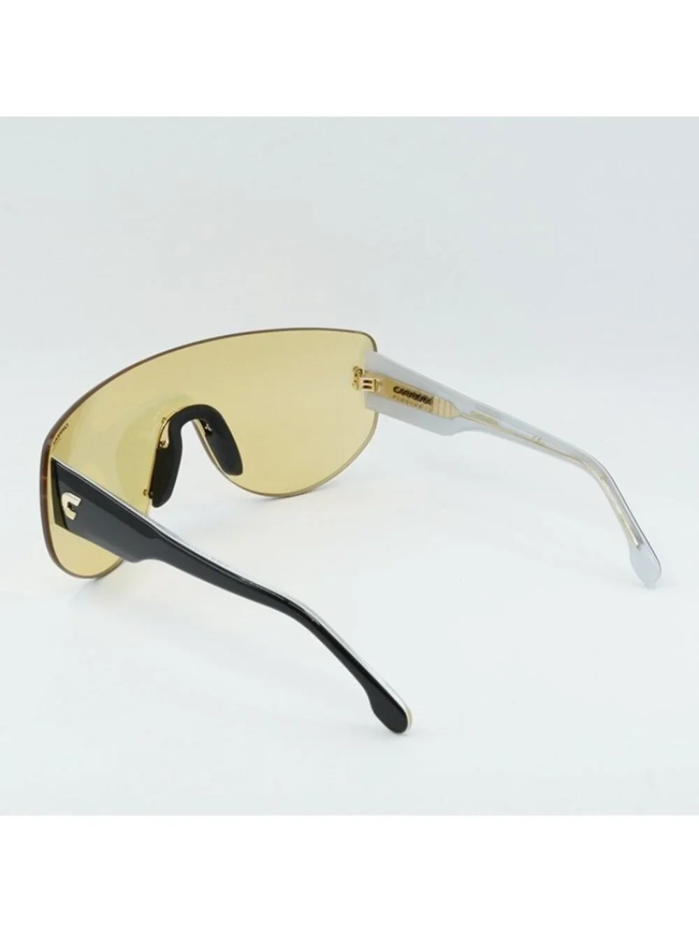 Carrera FLAGLAB 12 04CW ET Sunglasses Black Shield Frame, Yellow Lenses